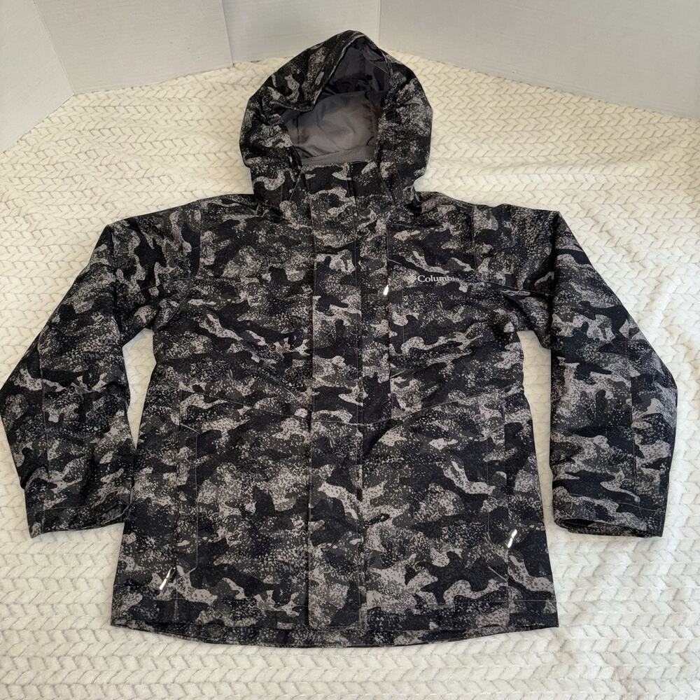 Columbia Kids Gray Camo Omni-Tech Interchange Waterproof Jacket Small